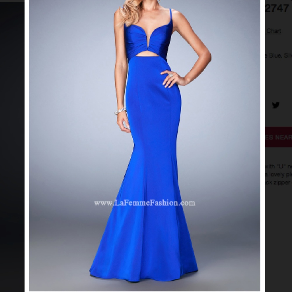 La Femme 22747 Sapphire Blue Mermaid Gown